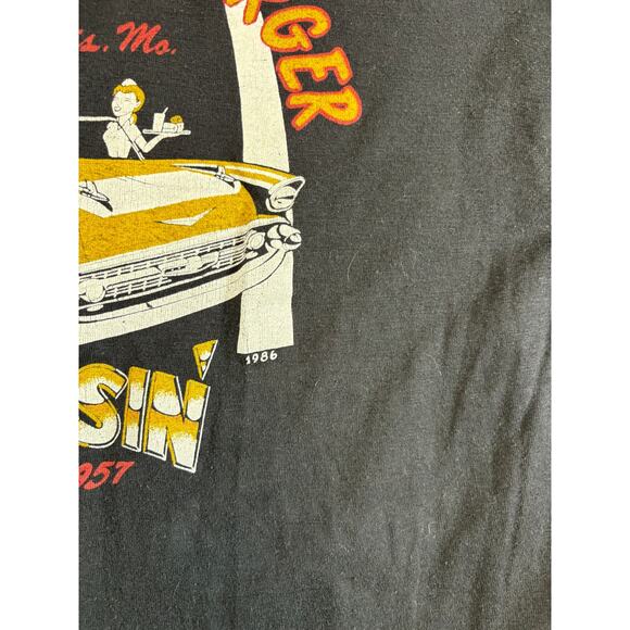 VINTAGE 80s Chuck A Burger Cruisin Shirt Mens Medium Black Single Stitch Tee - Picture 4 of 6